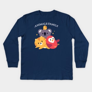 Meow Animals Family Kids Long Sleeve T-Shirt